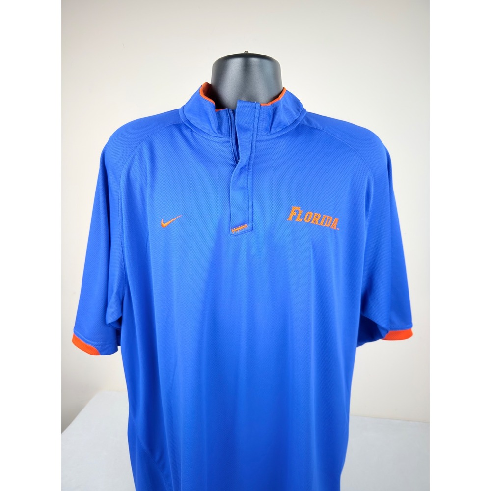 Nike Team Florida Gators Mens XL Quarter Zip Short Sleeve Pullover Blue 15999X